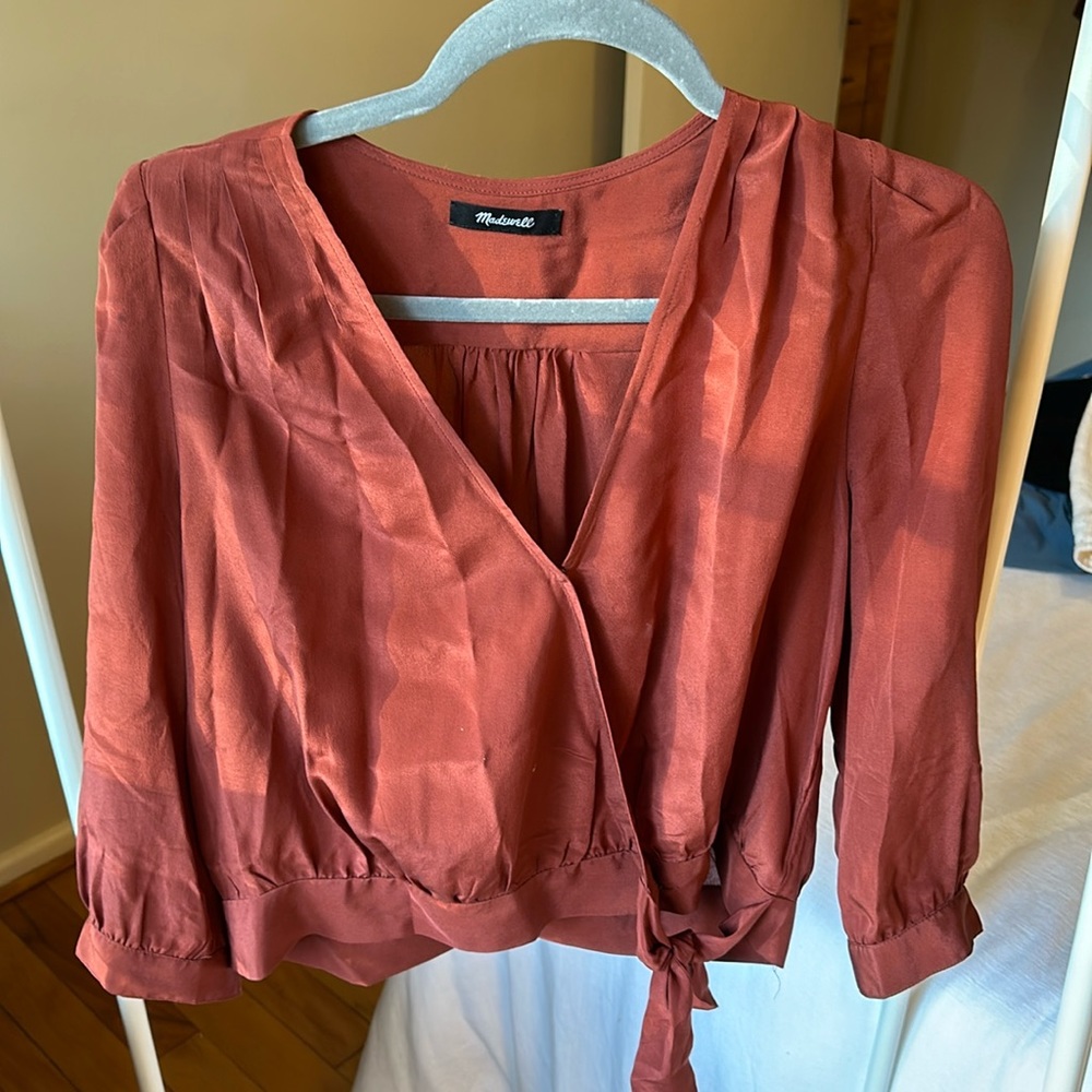 Madewell Auburn colored wrap blouse